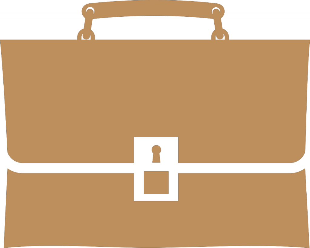 Icono maletín dorado